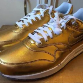 Nike air max 1 liquid gold metallic id white ice off og nikeid rare mens 15