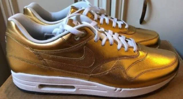 Nike air max 1 liquid gold metallic id white ice off og nikeid rare mens 15