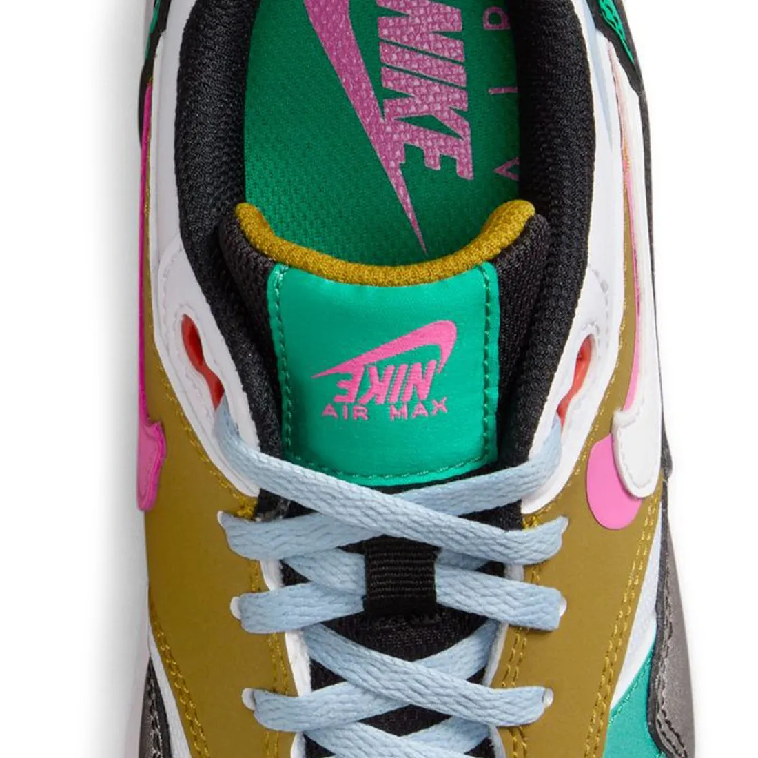 Nike Big Kids Air Max 1 Se (black / white-playful pink-stadium green)