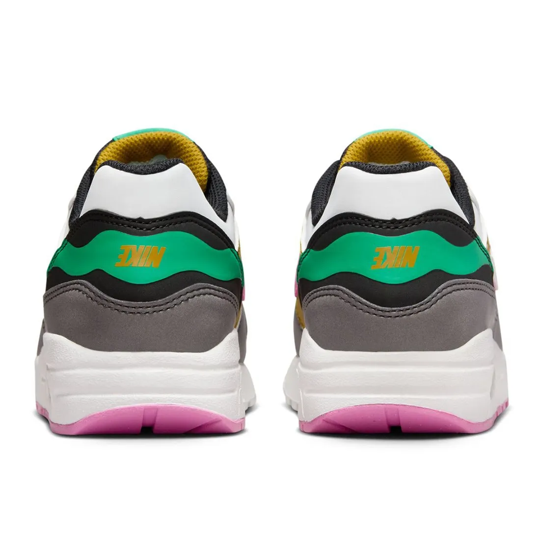 Nike Big Kids Air Max 1 Se (black / white-playful pink-stadium green)