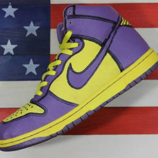 Nike dunk high 1 piece premium purple yellow vintage 2007 [318998-751] mens 10.5