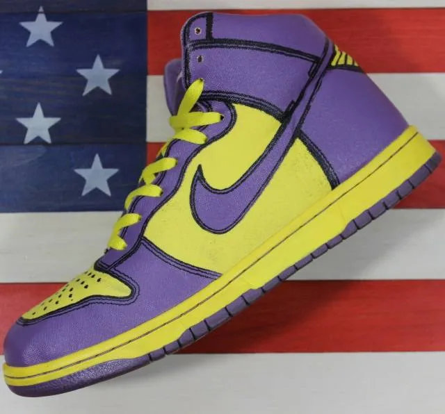 Nike dunk high 1 piece premium purple yellow vintage 2007 [318998-751] mens 10.5