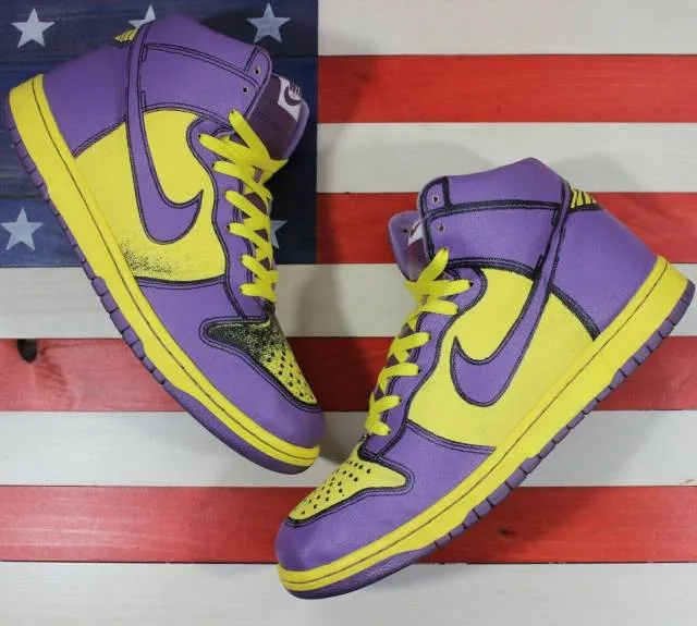 Nike dunk high 1 piece premium purple yellow vintage 2007 [318998-751] mens 10.5