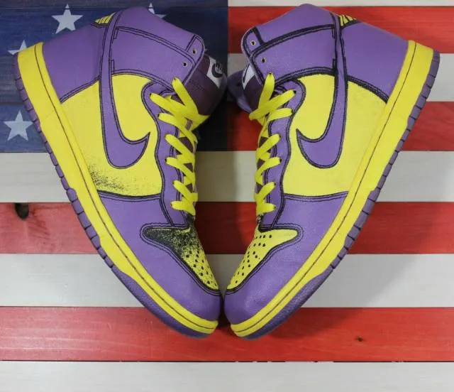 Nike dunk high 1 piece premium purple yellow vintage 2007 [318998-751] mens 10.5