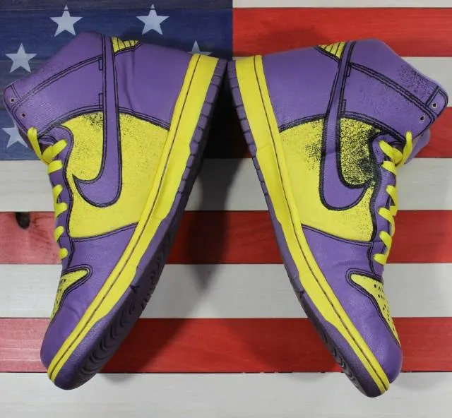 Nike dunk high 1 piece premium purple yellow vintage 2007 [318998-751] mens 10.5