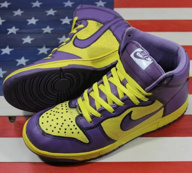 Nike dunk high 1 piece premium purple yellow vintage 2007 [318998-751] mens 10.5