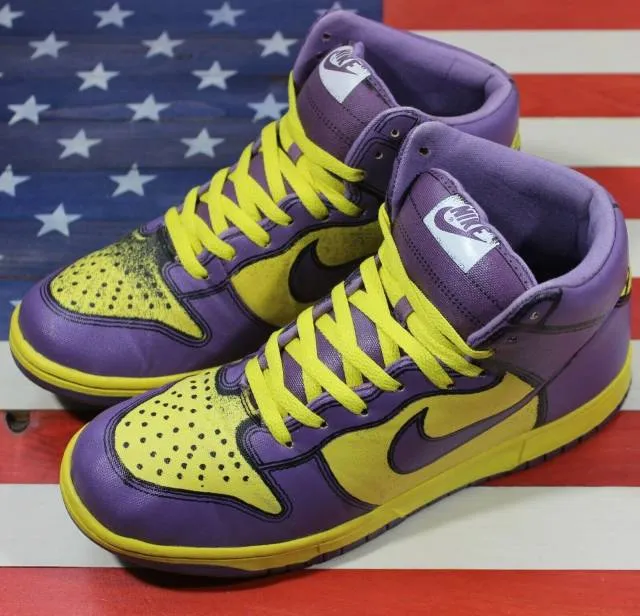 Nike dunk high 1 piece premium purple yellow vintage 2007 [318998-751] mens 10.5