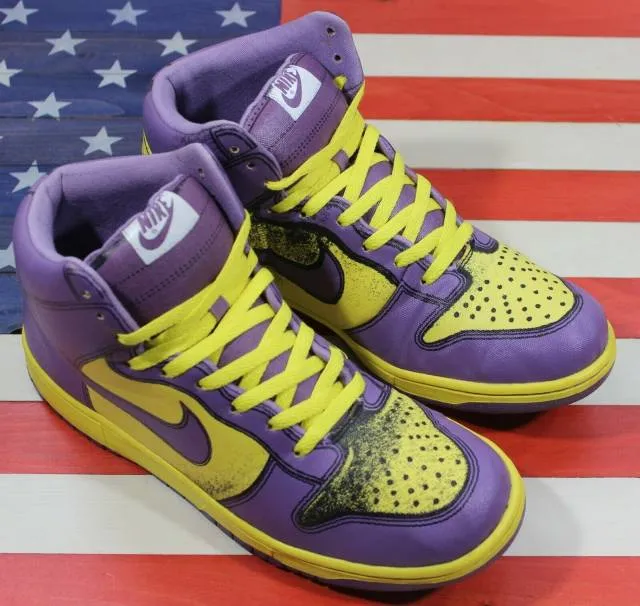 Nike dunk high 1 piece premium purple yellow vintage 2007 [318998-751] mens 10.5