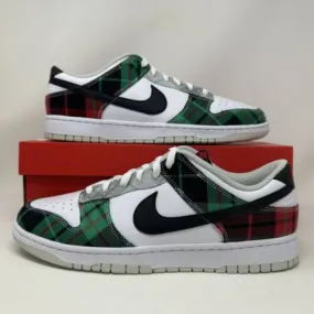 Nike dunk low retro prm tartan plaid white black red men's size 12 dv0827-100