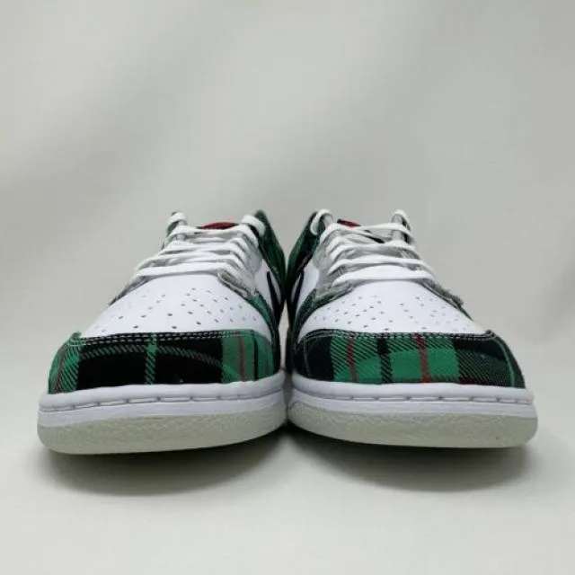 Nike dunk low retro prm tartan plaid white black red men's size 12 dv0827-100