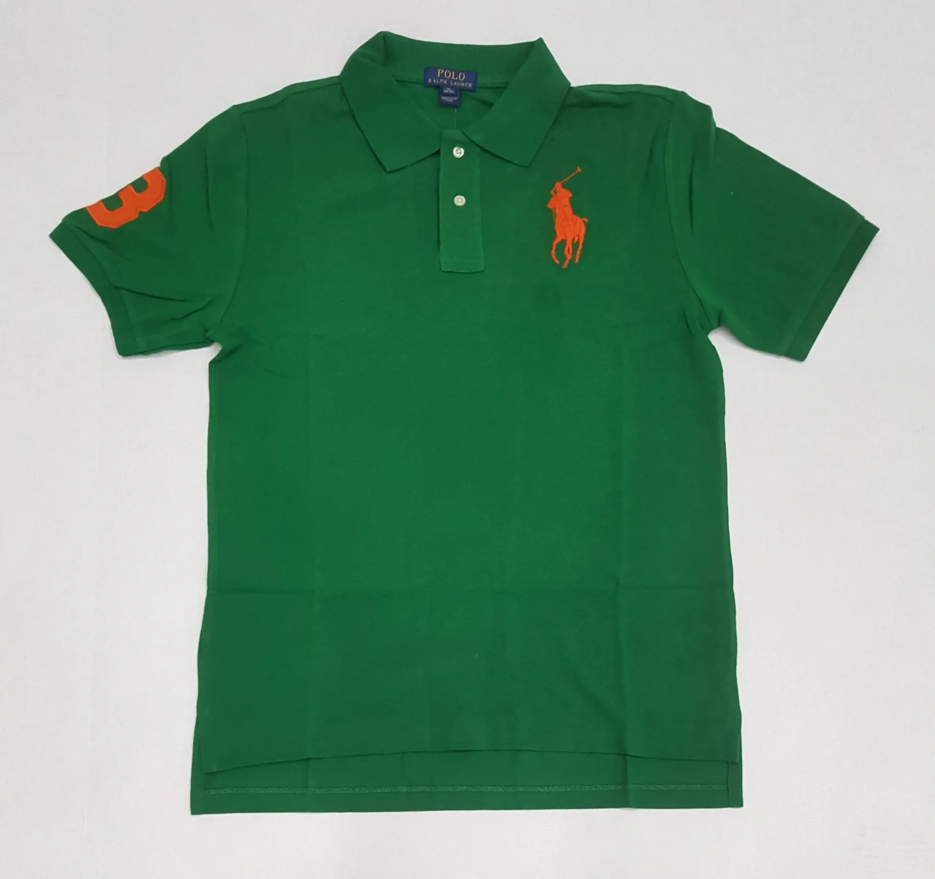 Nwt Kids Polo Ralph Lauren Green/Orange Big Pony Polo (8-20)