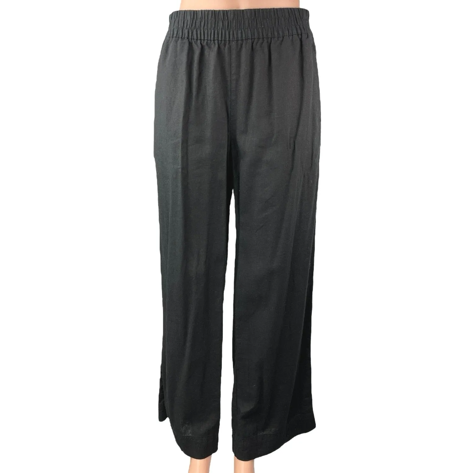 Old Navy Women's Black Linen High Rise Pull On Wide Leg Casual Pants Size S