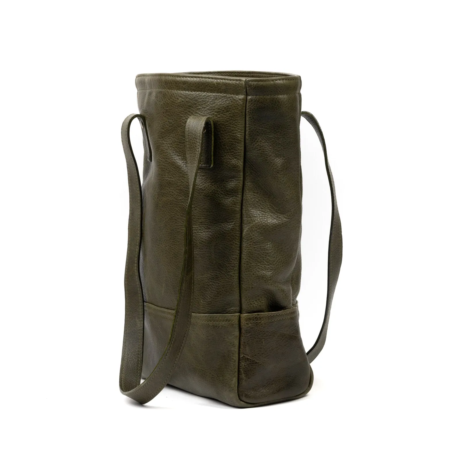 Petty Bottle Tote in Titan Milled Olive by Moore & Giles