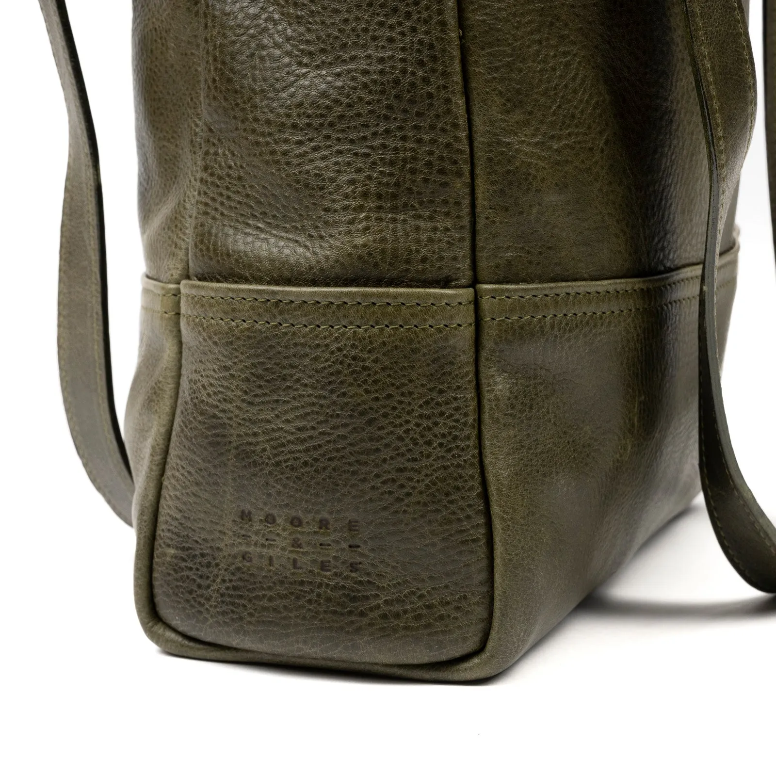 Petty Bottle Tote in Titan Milled Olive by Moore & Giles