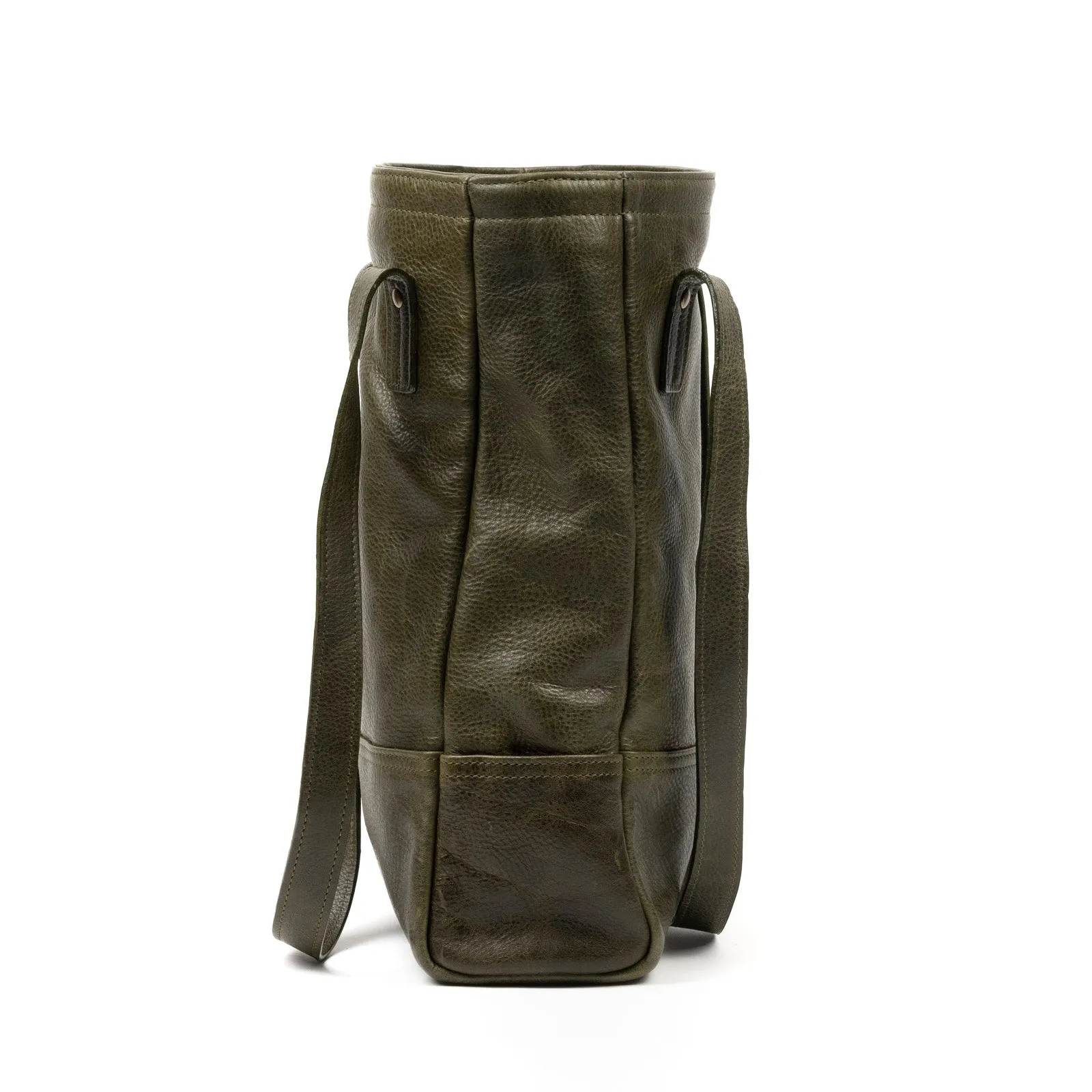 Petty Bottle Tote in Titan Milled Olive by Moore & Giles