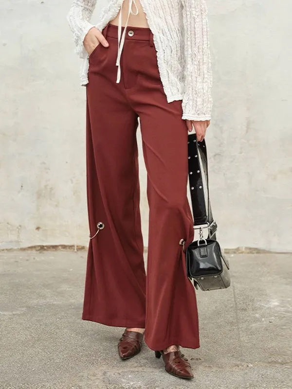 Pierced Draped Wide-leg Pants