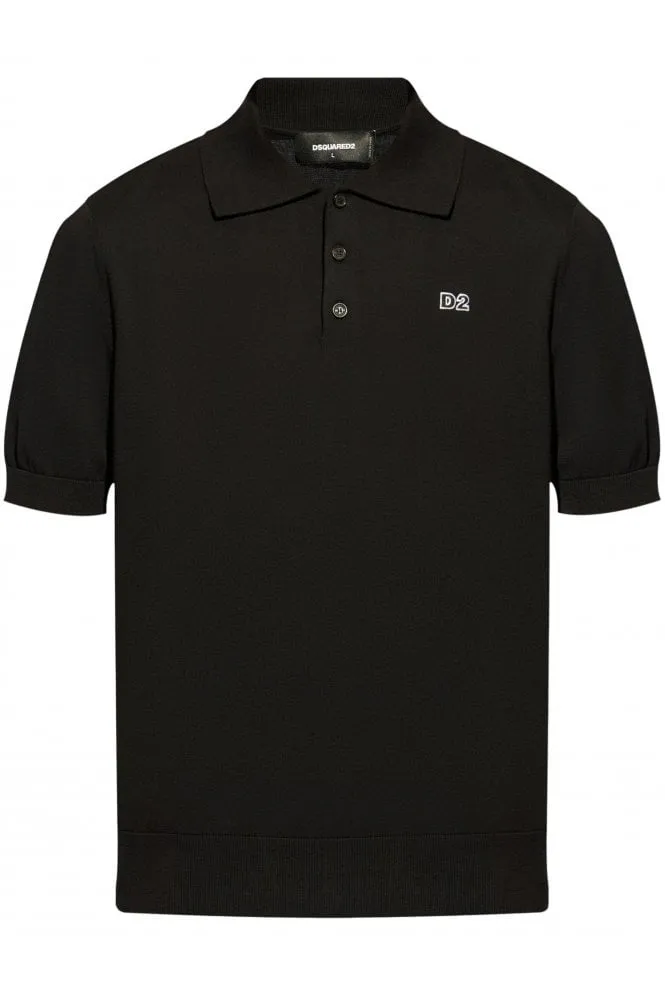 Plate Branding Knitted Polo Black 