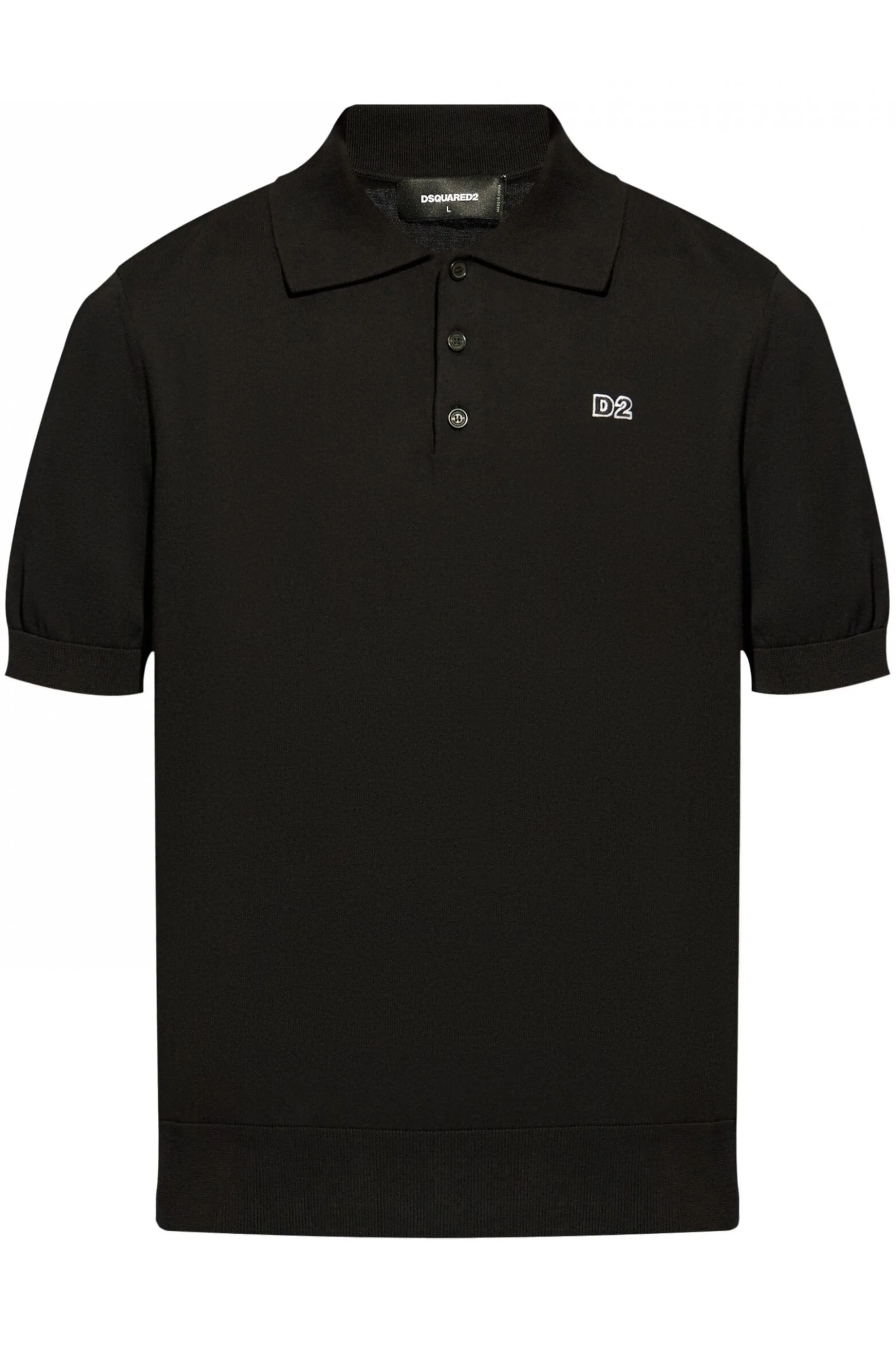 Plate Branding Knitted Polo Black 