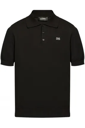 Plate Branding Knitted Polo Black 