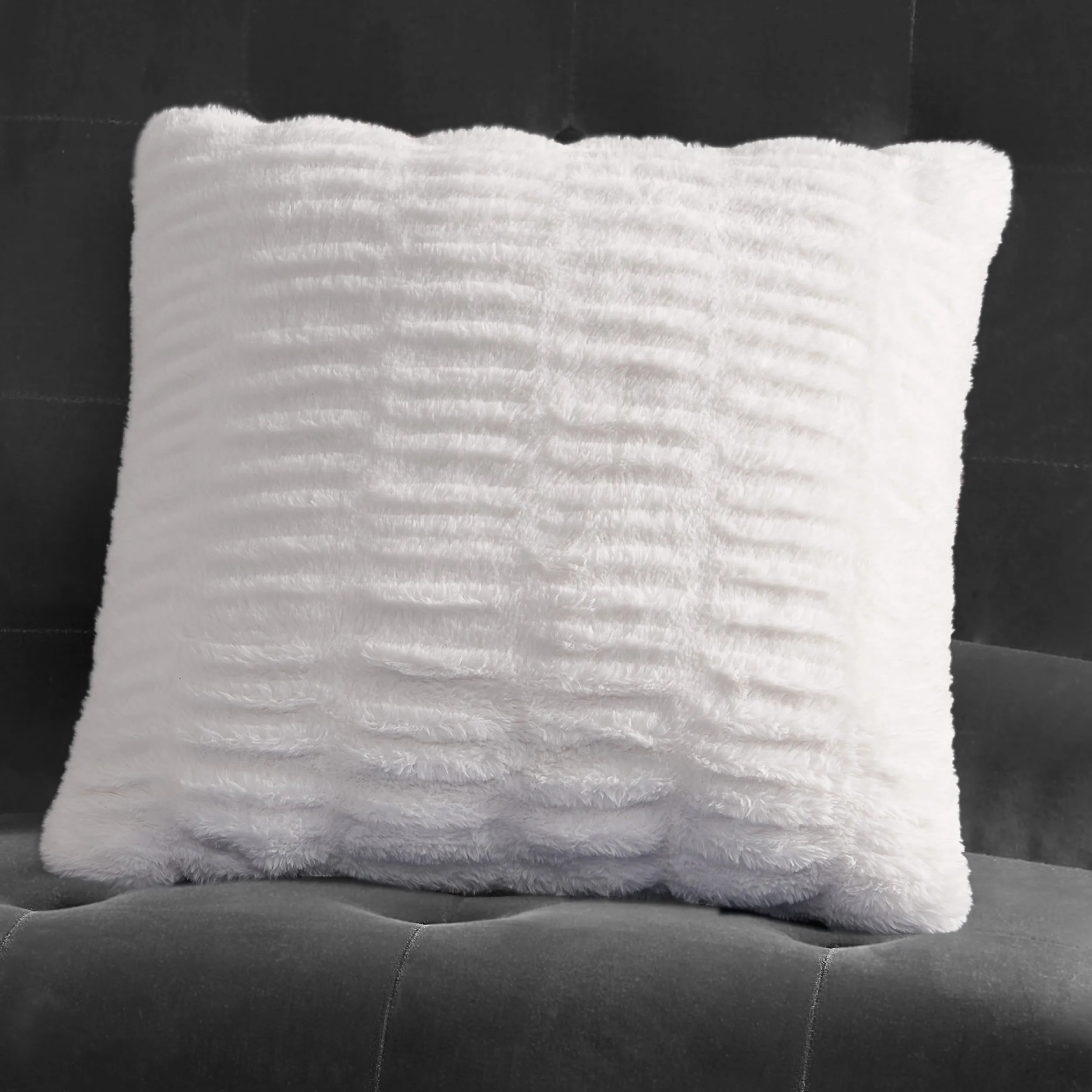 Pleated Faux Fur Decorative Pillow