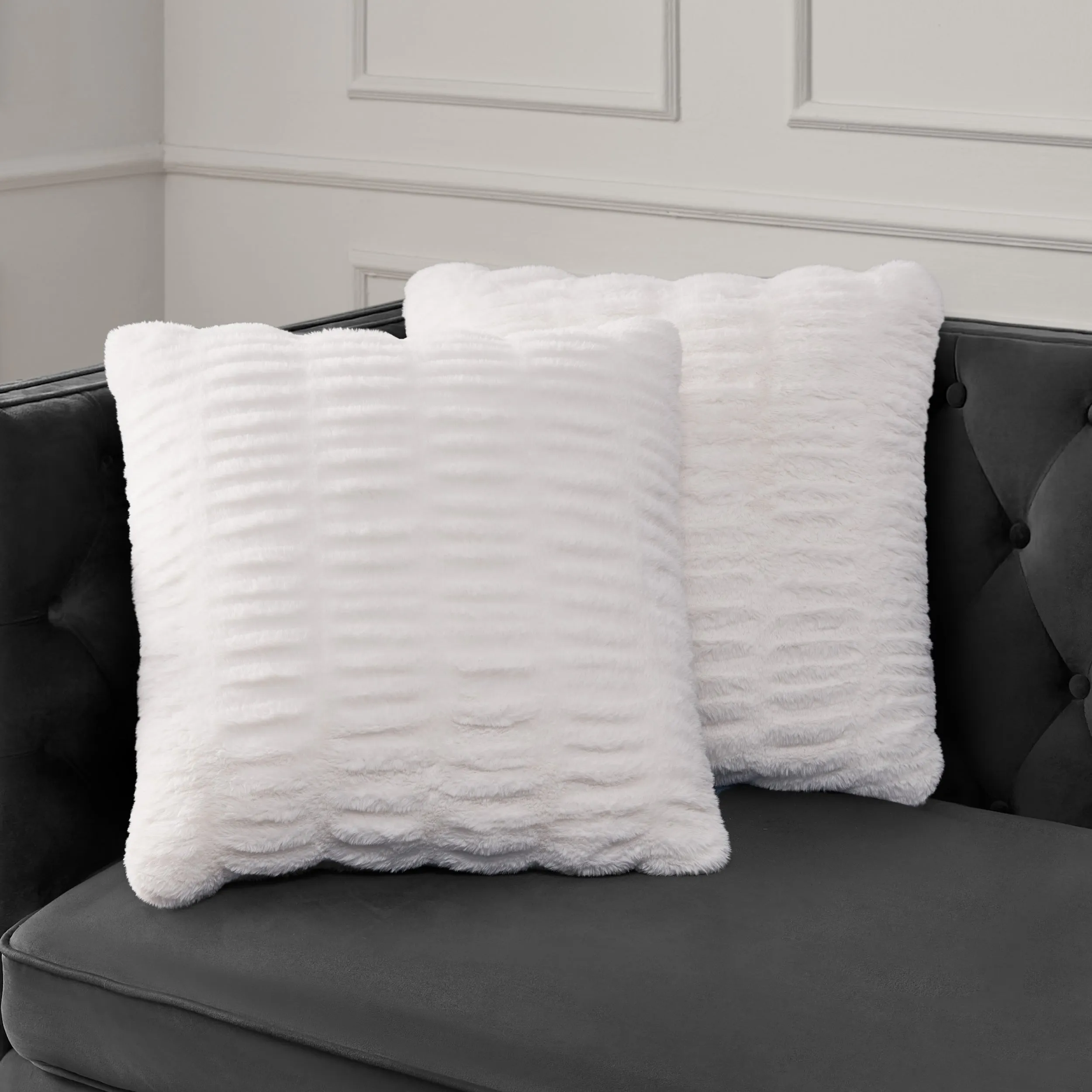 Pleated Faux Fur Decorative Pillow