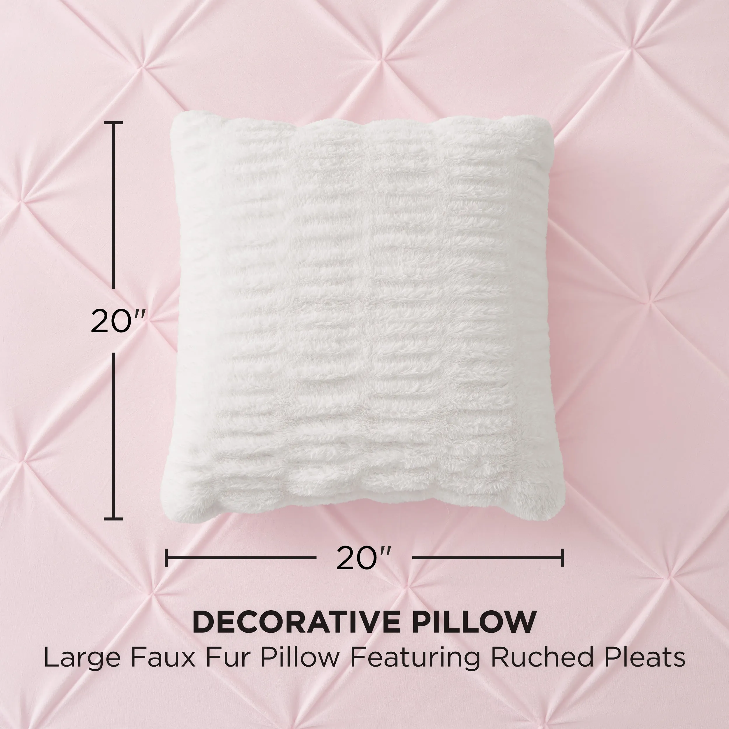 Pleated Faux Fur Decorative Pillow