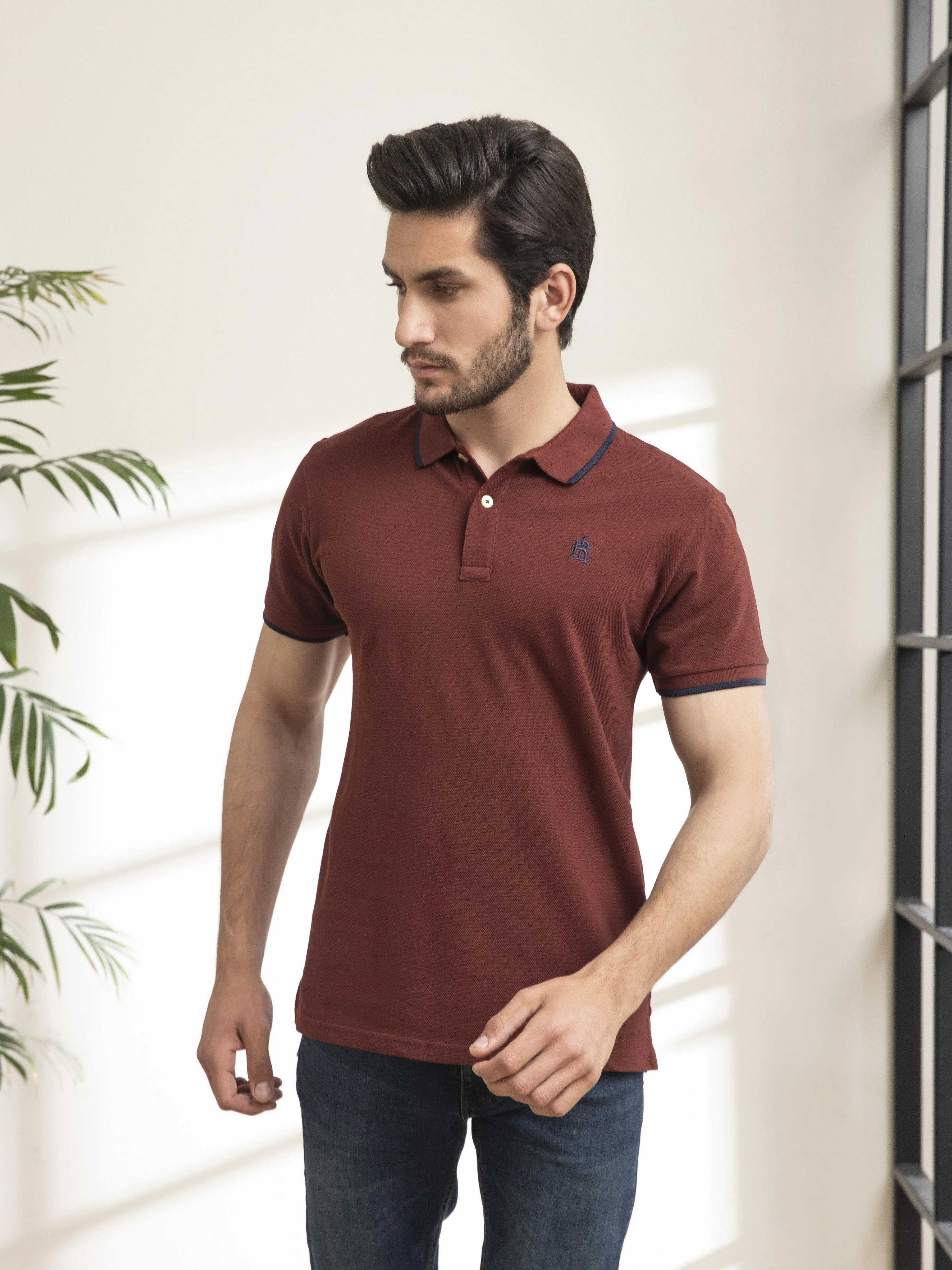 POLO SHIRT TIPPING COLLAR RUST