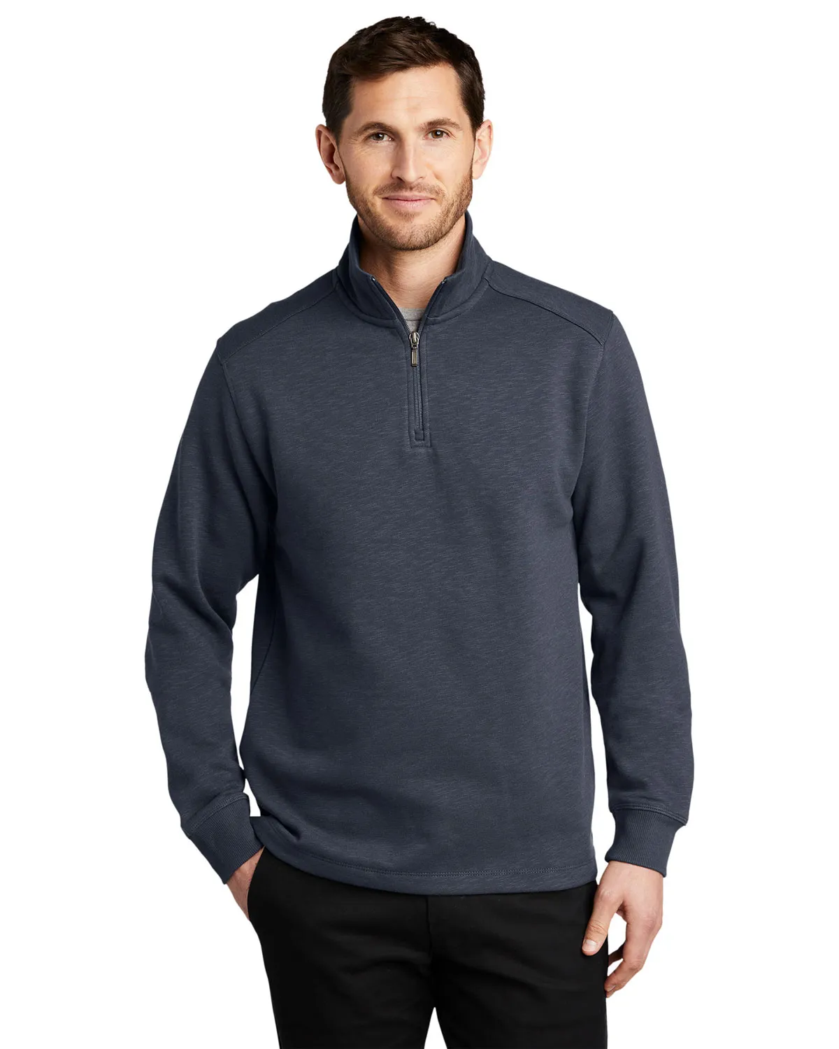 Port Authority F295 Men Slub Fleece 1/4-Zip Pullover