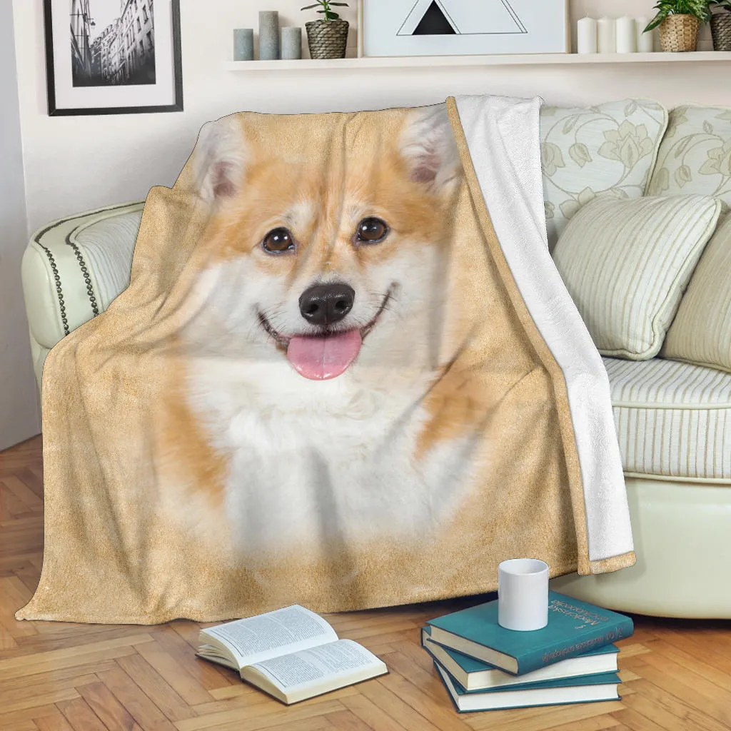 Premium Blanket Corgi 1 Face Hair