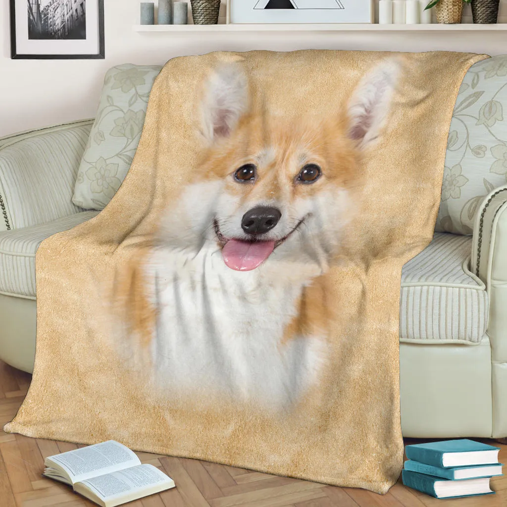 Premium Blanket Corgi 1 Face Hair