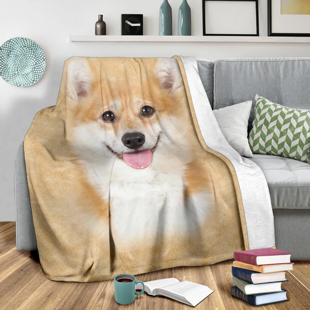 Premium Blanket Corgi 1 Face Hair