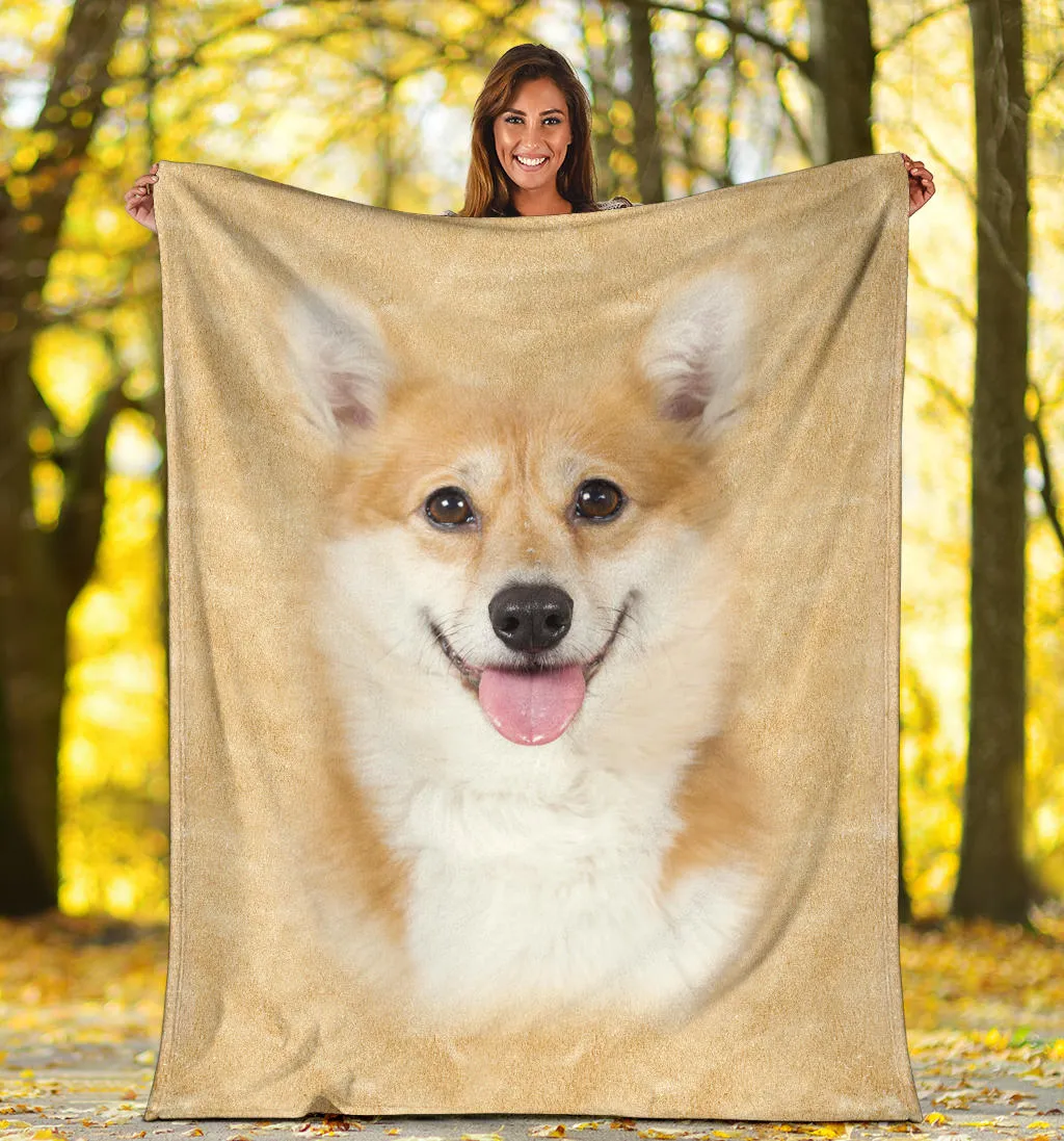 Premium Blanket Corgi 1 Face Hair