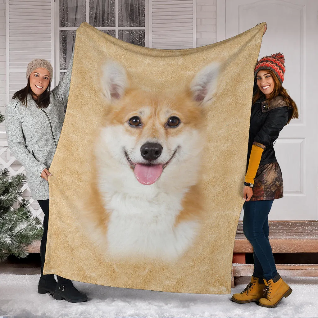 Premium Blanket Corgi 1 Face Hair