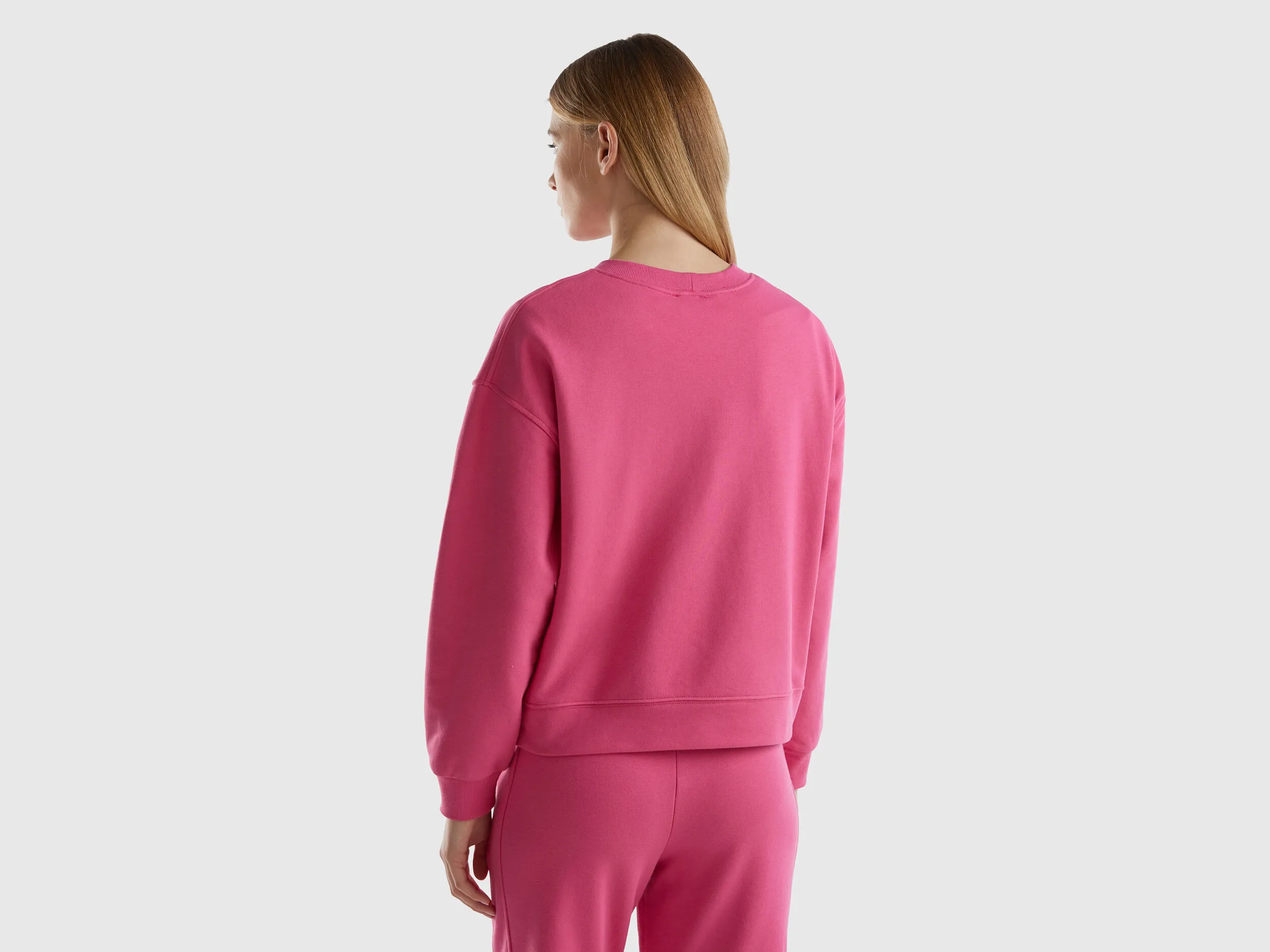 Pullover sweatshirt in cotton blend - Fuchsia | Benetton