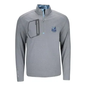 Ralph Lauren 2024 PGA Championship Men's Luxury Performance Jersey Knit Quarter Zip Pullover in Steel Heather