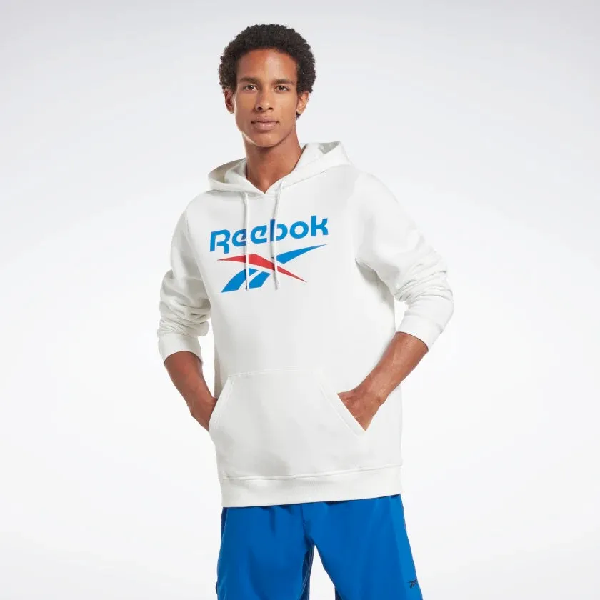 Reebok Identity Fleece Stacked Logo Pullover Hoodie White