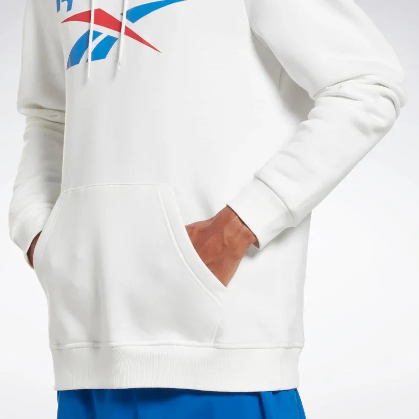 Reebok Identity Fleece Stacked Logo Pullover Hoodie White