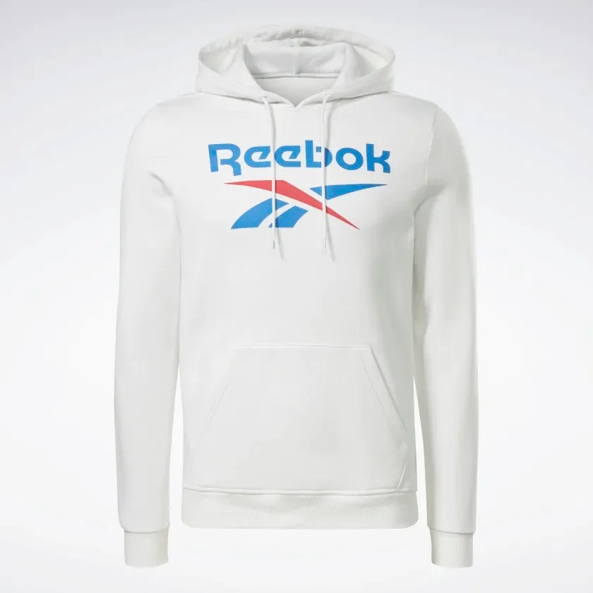 Reebok Identity Fleece Stacked Logo Pullover Hoodie White