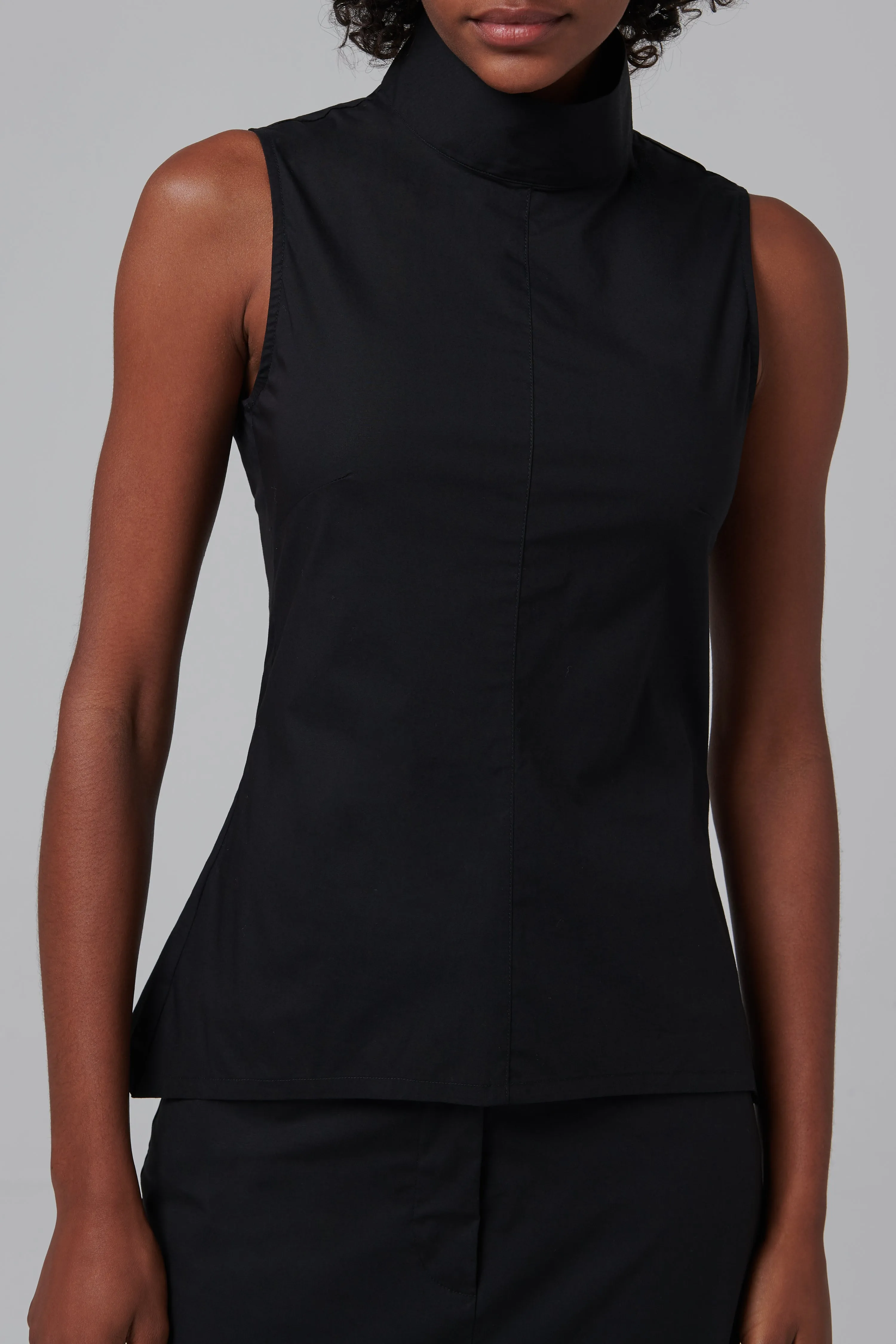 REMAIN Birger Christensen  Black High Neck Sleeveless Top