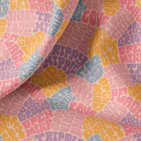 Retro Groovy Print Linen By The Yard or Meter, Retro Funky Print Summer Linen Fabric For Clothing, Bedding, Curtains & Upholster