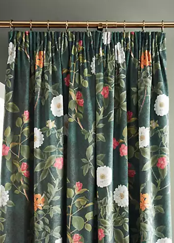 RHS Arcadia Floral Pair of Lined Pencil Pleat Curtains | Kaleidoscope