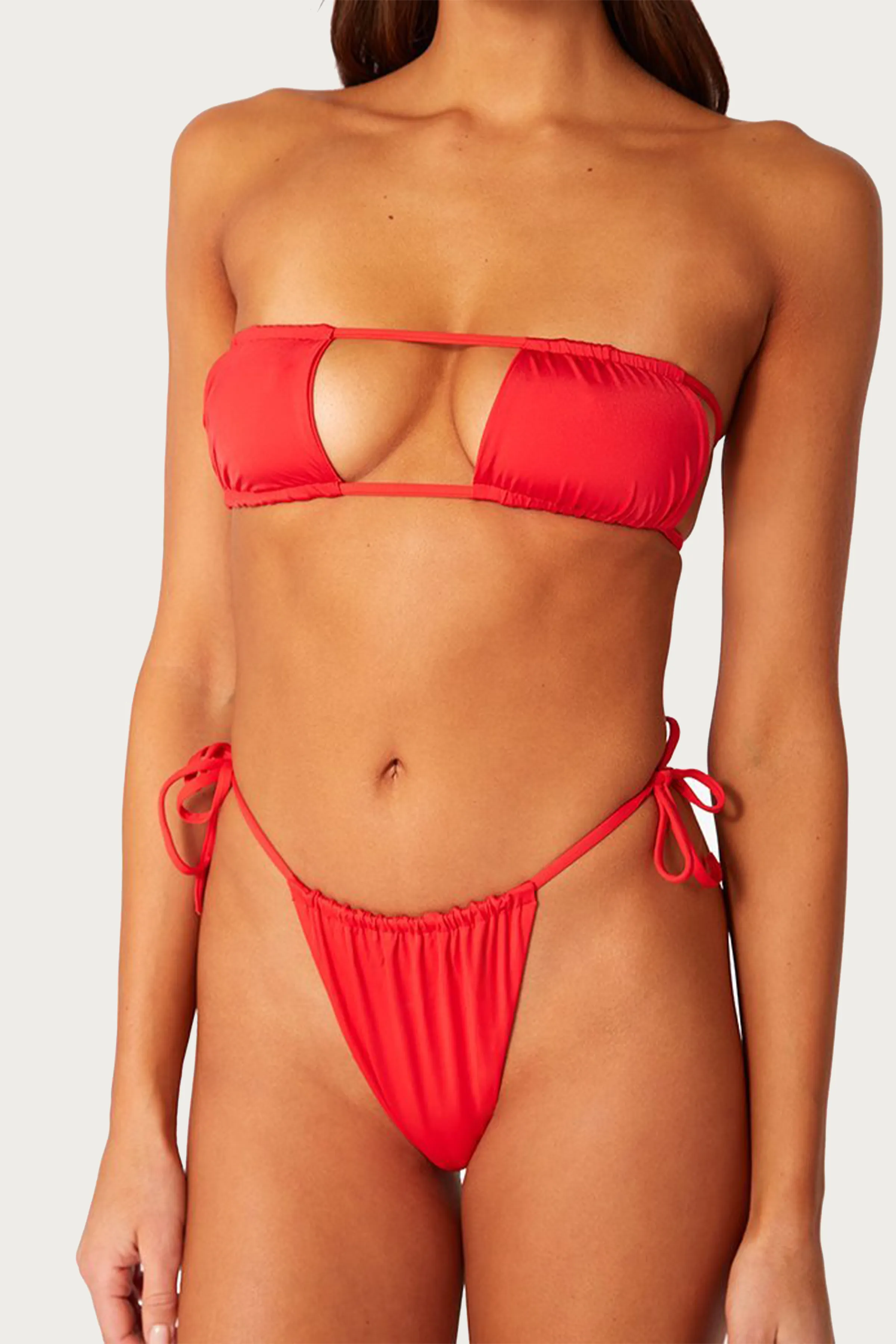 RUCHED STRING BIKINI BOTTOM