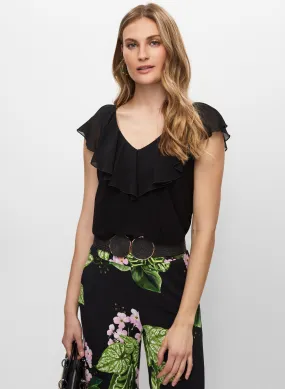 Ruffle Trim Sleeveless Top