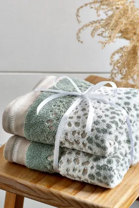 Sage Green Set of 2 Hand Polka Dot Towels