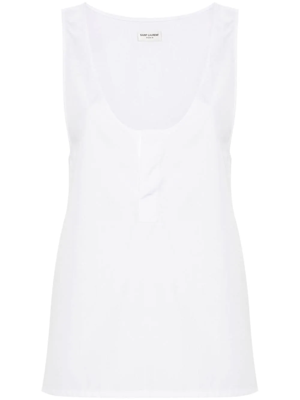 SAINT LAURENT Elegant U-Neck Sleeveless Cotton Poplin Top