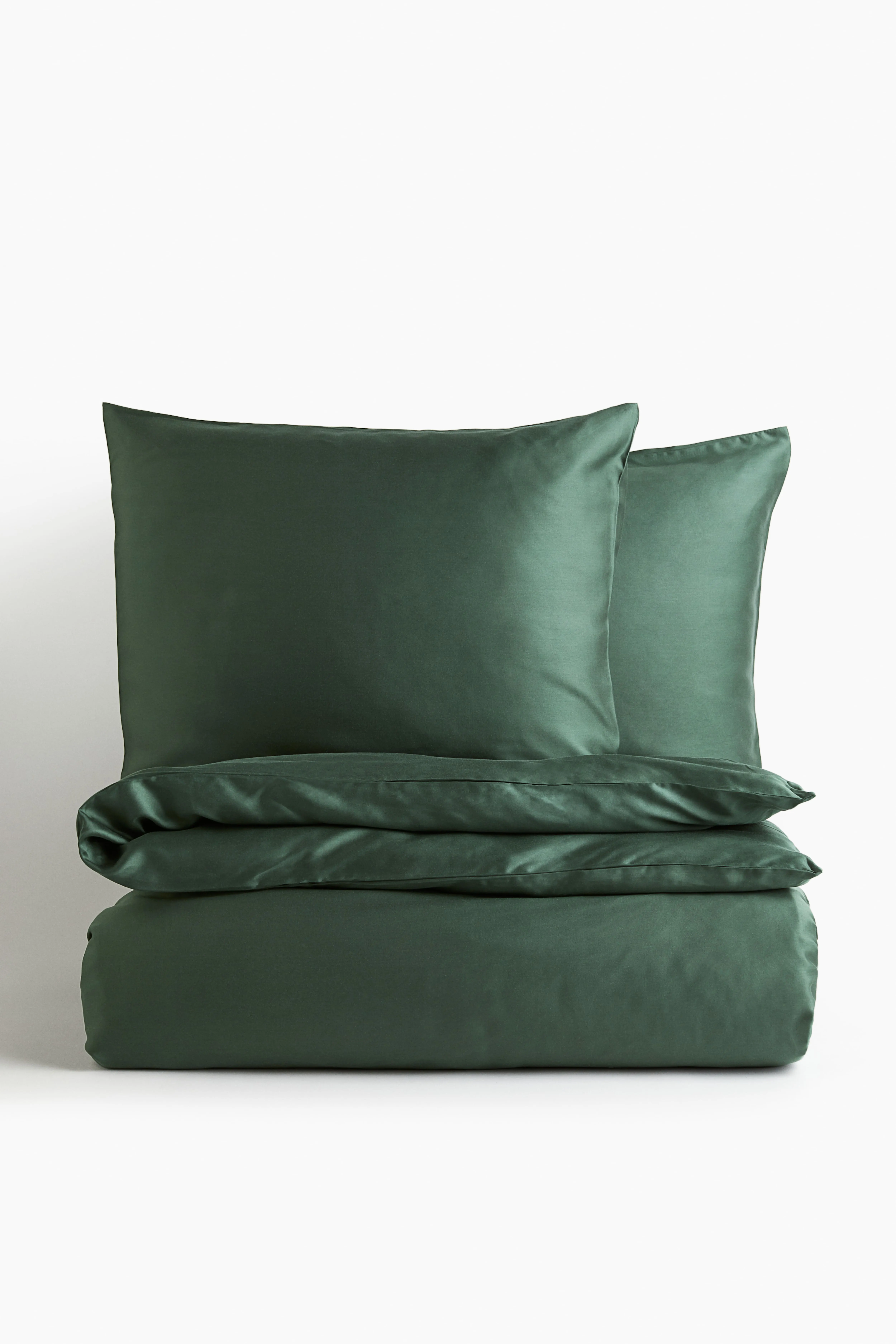 Satin double/king duvet cover set - Emerald green - Home All | H&M GB