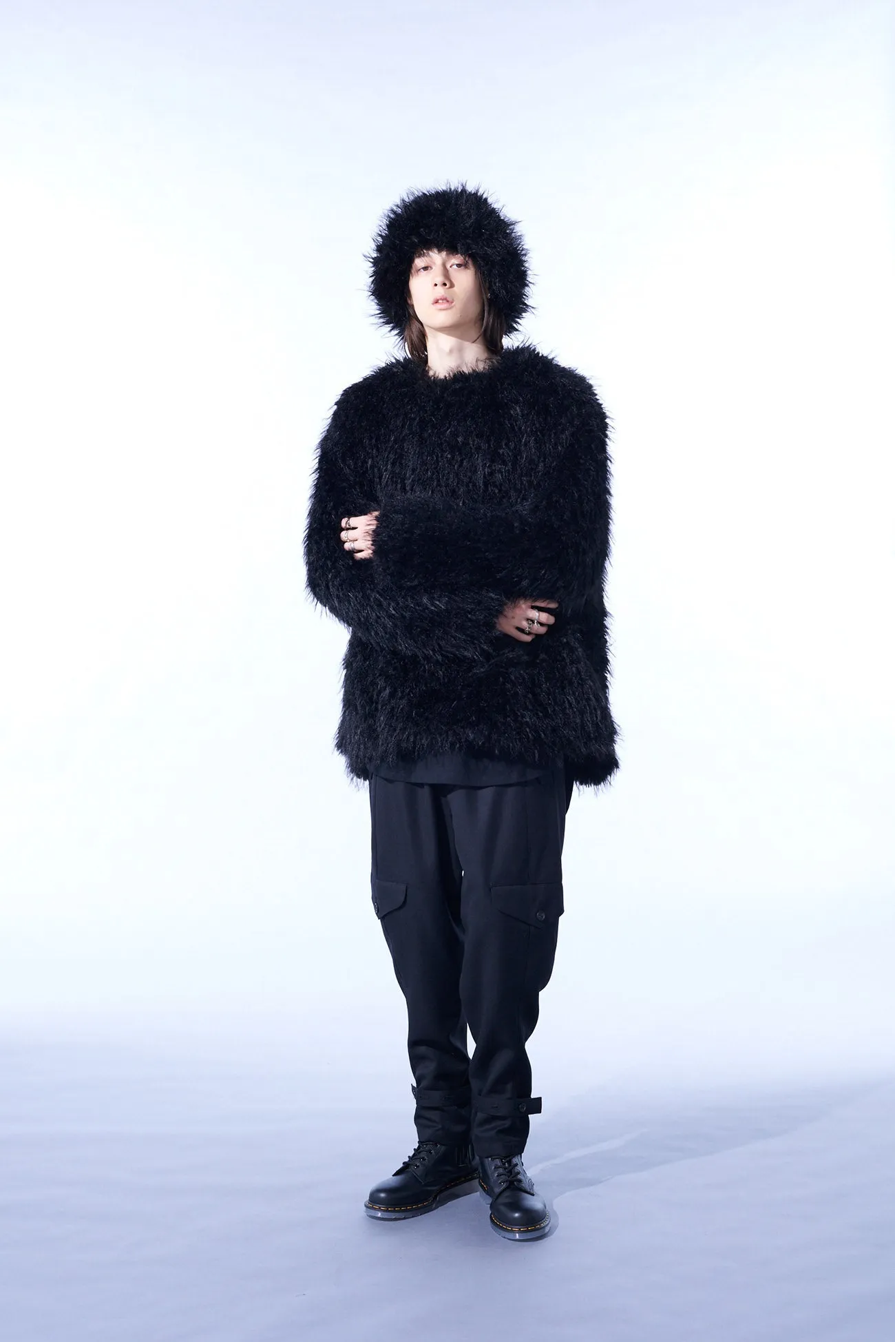 SHAGGY FUR CREW NECK PULLOVER