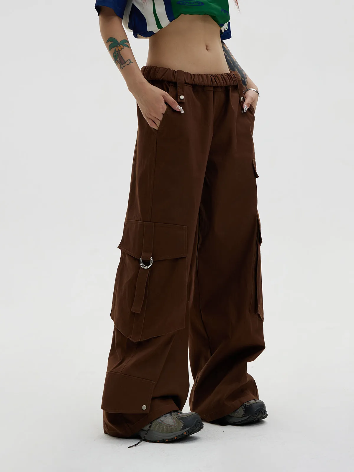 Side-Pocket Wide-Leg Casual Pants