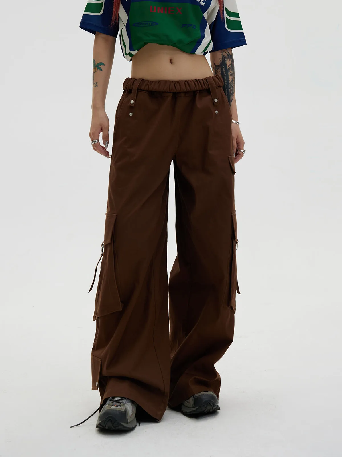 Side-Pocket Wide-Leg Casual Pants