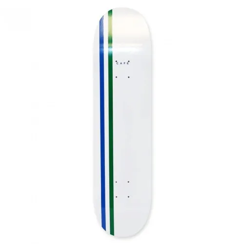 Skateboard Cafe Stripe Deck White / Royal / Emerald  Comes with a sheet of Free grip tape.